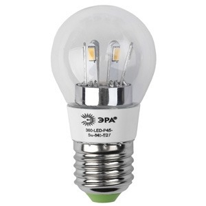 Лампа ЭРА 360-LED P45-5w-840-E27