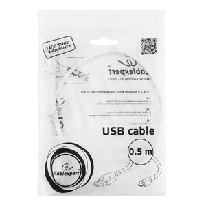 Micro USB кабель Cablexpert CCP-mUSB2-AMBM-W-0.5M 0.5m