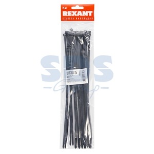 Хомут нейлоновый (кабельная стяжка) Rexant 07-0301-25 черный 300 х 4.8 мм (25 штук)