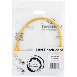 Патч-корд UTP Cablexpert PP12-0.25M/Y 0.25m