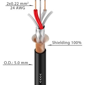 Кабель DMX Roxtone DMX001/200 Black 200.0m