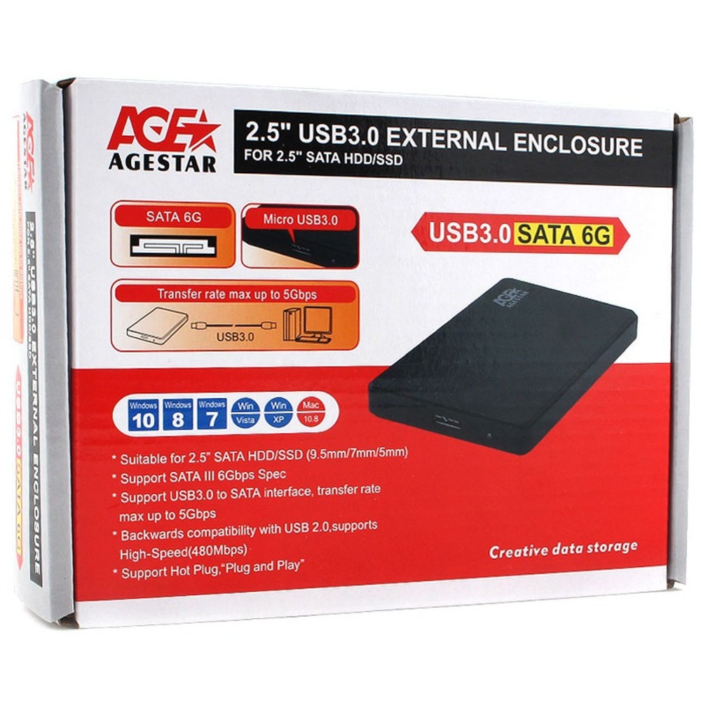 USB 3.0 Внешний корпус 2.5 AgeStar 3UB2P2 (BLACK)