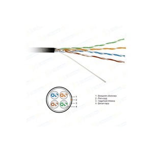 Отрезок кабеля витая пара Hyperline (арт.6329) FUTP4-C5E-S24-OUT-PE-BK 3.9m