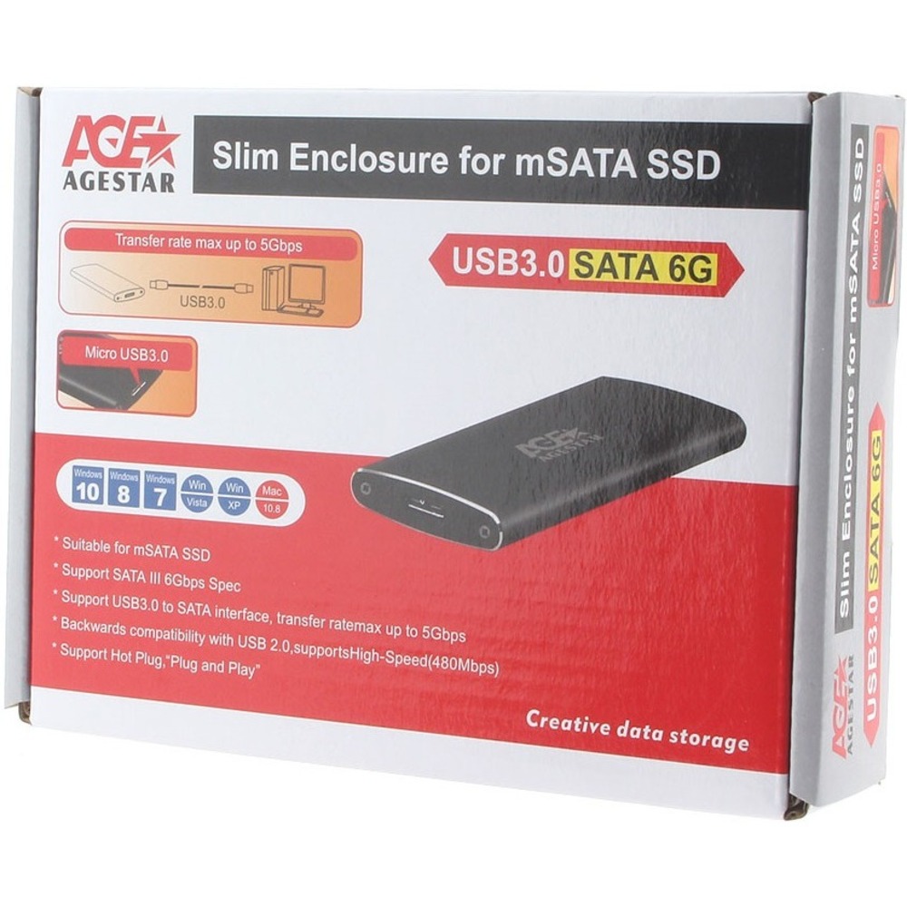 Внешний корпус для mSATA SSD AgeStar 3UBMS2 (BLACK)
