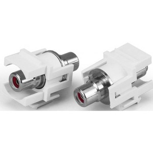 Вставка формата Keystone Jack с проходным адаптером RCA Hyperline KJ1-RCA/RD-D-WH