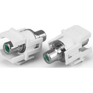 Вставка формата Keystone Jack с проходным адаптером RCA Hyperline KJ1-RCA/GN-D-WH