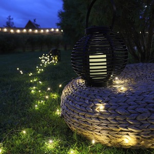 Декоративный фонарь на солнечной батарее Neon-Night 501-143 20х20х22 см, черный плетеный корпус, теплый белый цвет свечения