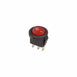 Выключатель клавишный круглый Rexant 36-2530 250V 3А (3с) ON-OFF красный с подсветкой Micro, 10шт