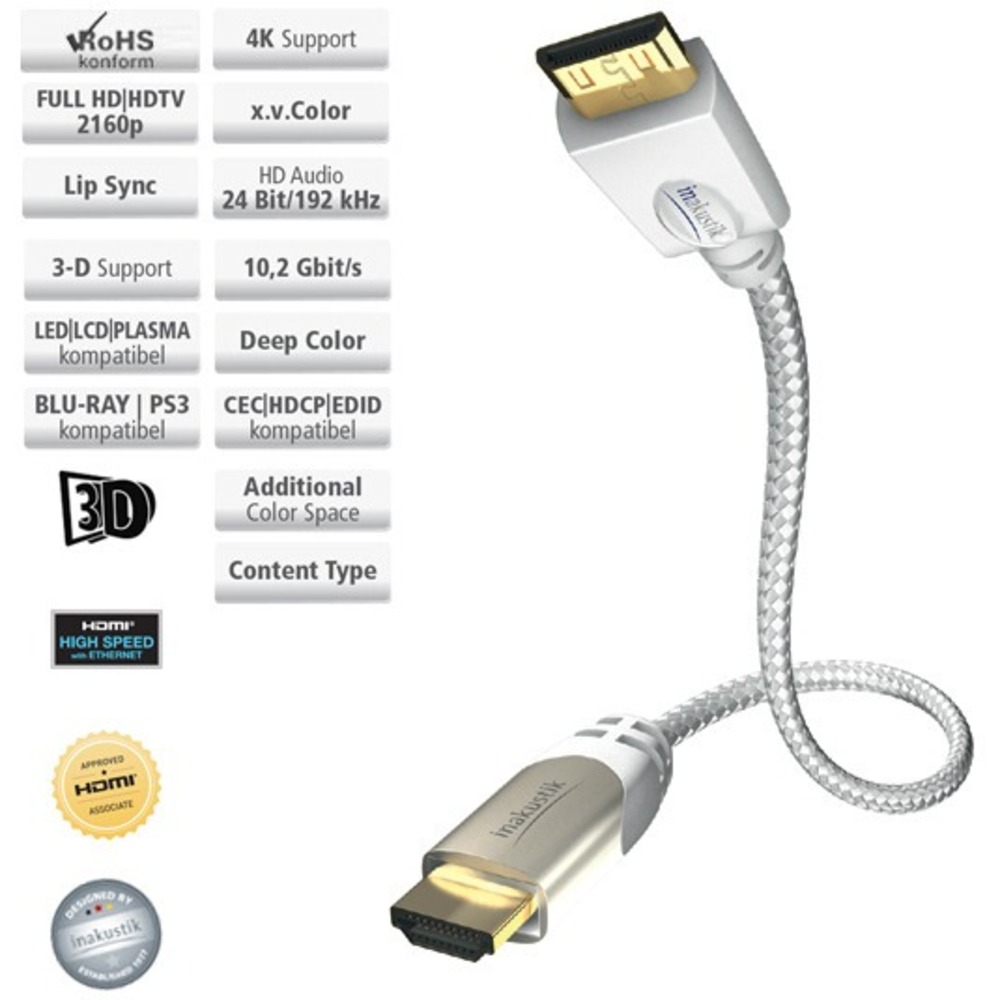 Кабель HDMI - mini HDMI Inakustik 00423207 Premium HDMI Mini 0.75m