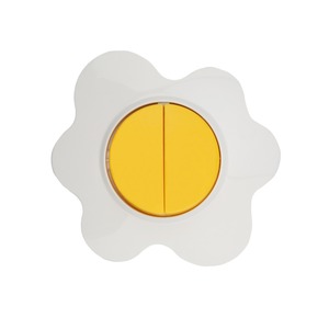 Выключатель двухклавишный Kranz KR-78-0630 HAPPY Яичница скрытой установки, желтый/белый