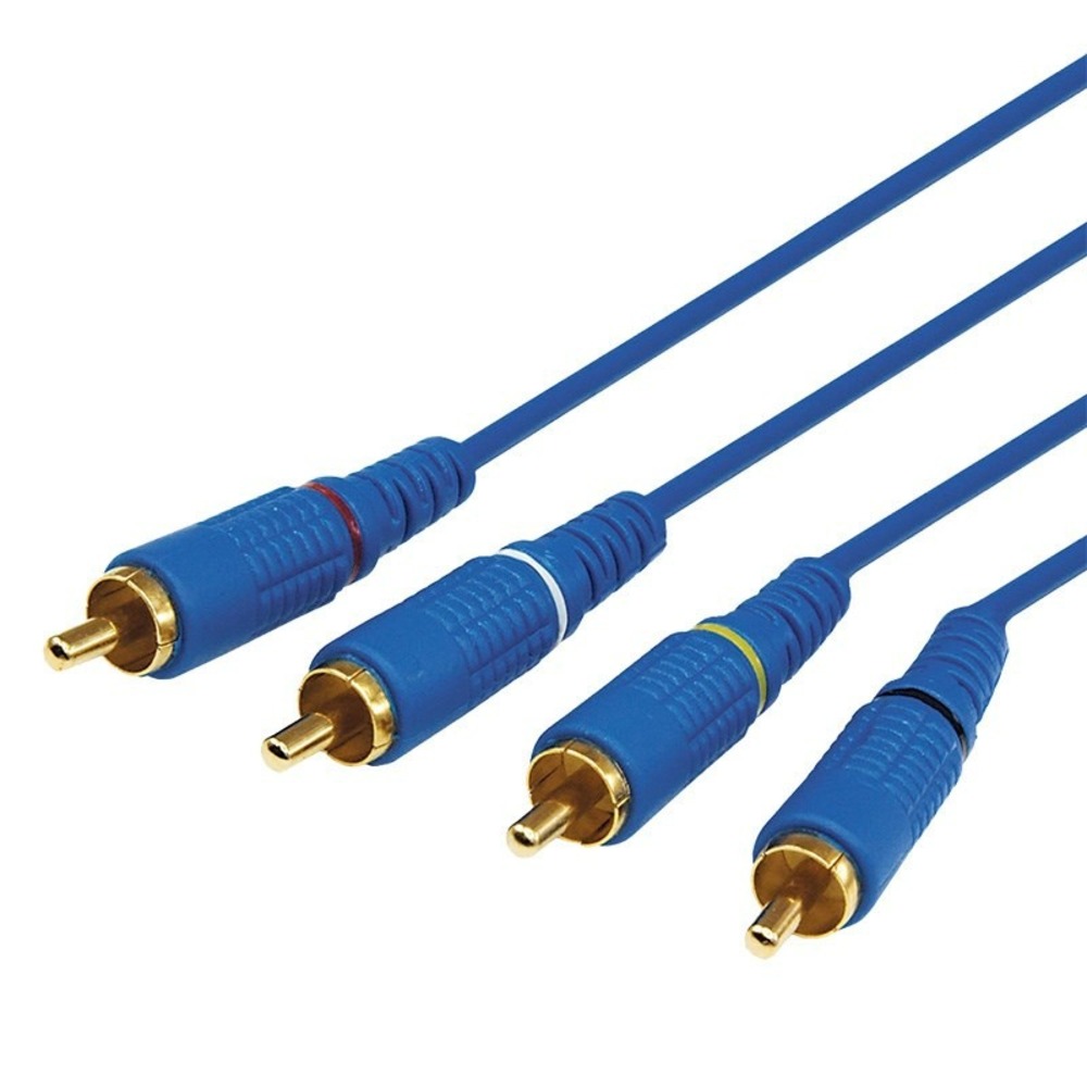 Шнур 4 RCA - 4 RCA Rexant 17-0304-1 длина 3 метра, синий (10 штук)