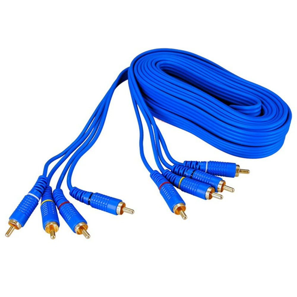 Шнур 4 RCA - 4 RCA Rexant 17-0304-1 длина 3 метра, синий (10 штук)