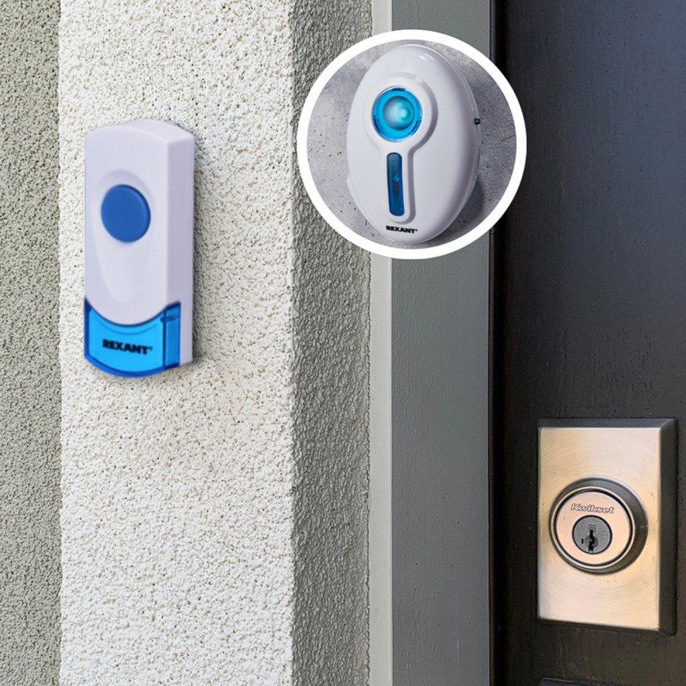 Беспроводной дверной звонок Rexant 73-0060 Беспроводной дверной звонок 220 вольт кнопка IP 44 RX-6