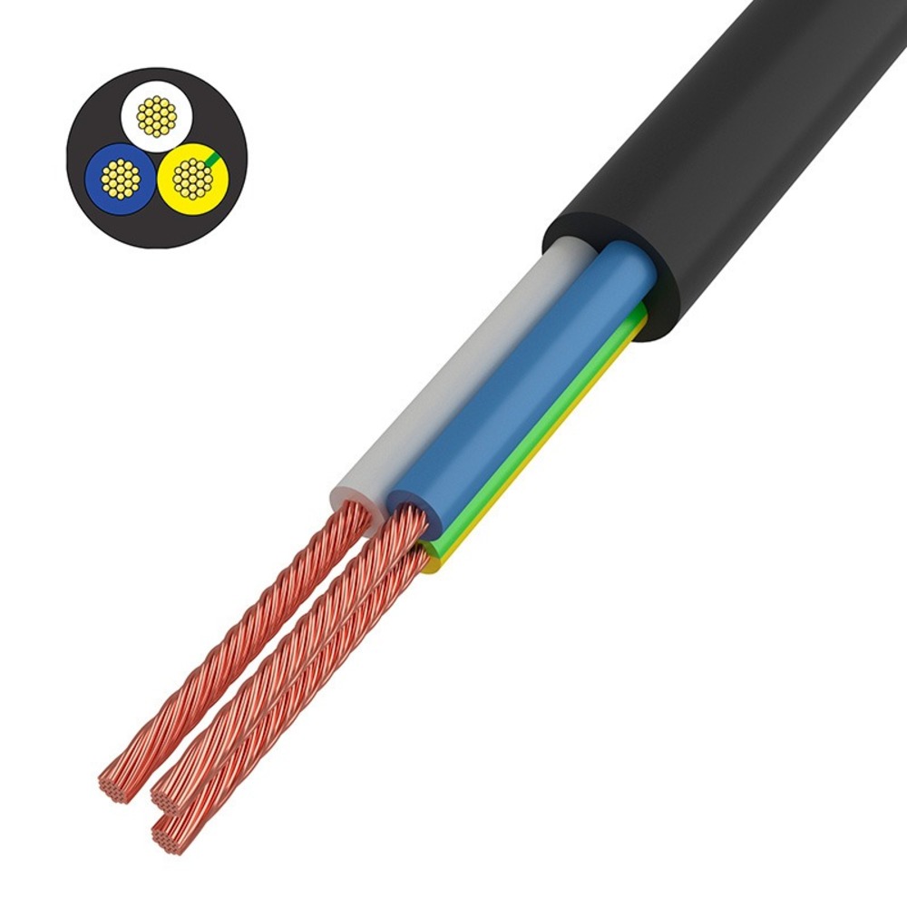 Кабель и провод электрический Rexant 01-8043-50 Провод соединительный ПВС 3x0,75 мм, черный, длина 50 метров, ГОСТ 7399-97