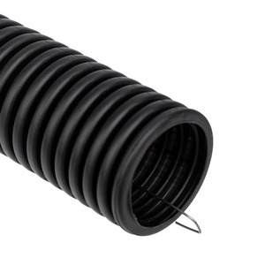 Труба гофрированная из ПНД Rexant 28-0040-3 с зондом, черная, 40 мм (бухта 15 м/уп.)