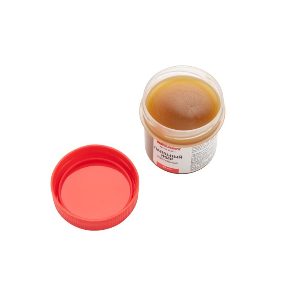 Флюс Rexant 09-3665-1 Флюс для пайки, паяльный жир НЕЙТРАЛЬНЫЙ, 20 мл, банка, блистер