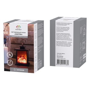 Светодиодный камин Neon-Night 511-031 Кантри с эффектом живого огня 12х12х18,5 см, батарейки 3хАА