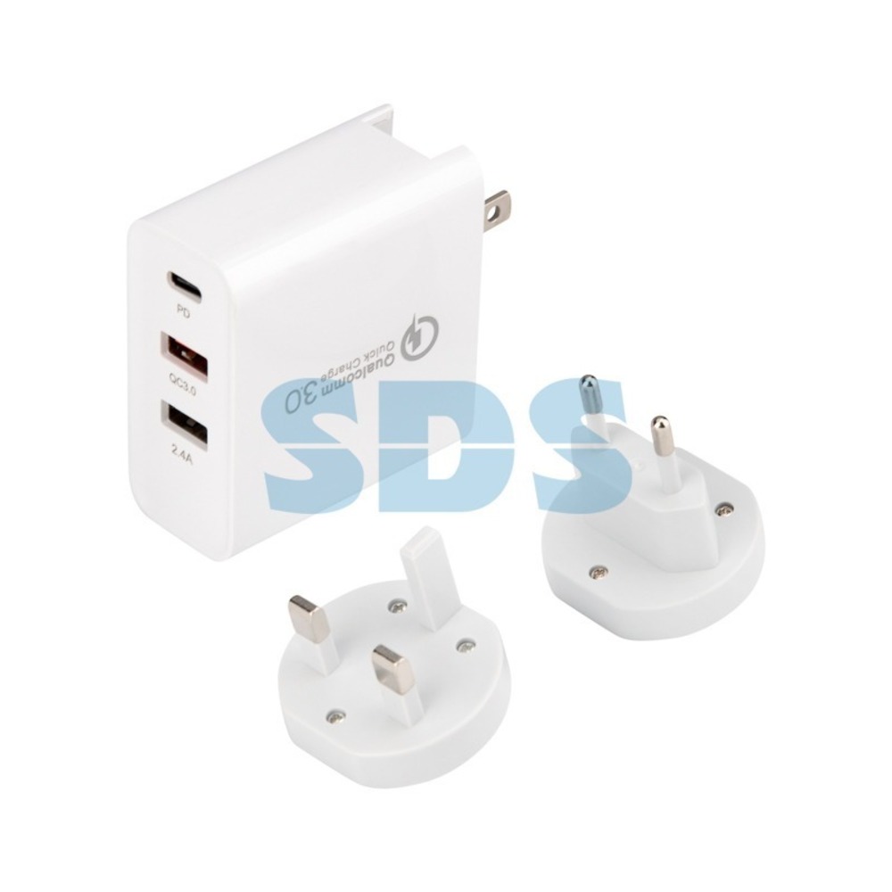 Сетевое зарядное устройство Rexant 18-2214 2xUSB+USB Type-С, переходник + адаптер, 48W белое