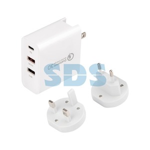 Сетевое зарядное устройство Rexant 18-2214 2xUSB+USB Type-С, переходник + адаптер, 48W белое