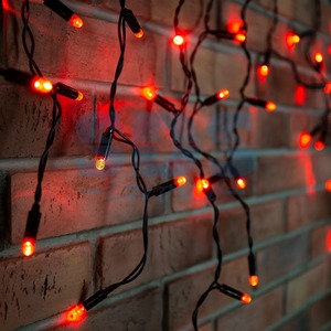 Гирлянда Айсикл (бахрома) Neon-Night 255-042 светодиодный, 2,4 х 0,6 м, черный провод, 230 В, диоды красные, 88 LED