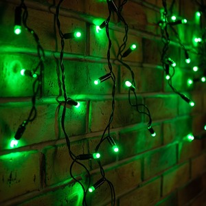 Гирлянда Айсикл (бахрома) Neon-Night 255-044 светодиодный, 2,4 х 0,6 м, черный провод, 230 В, диоды зелёные, 88 LED