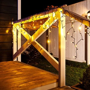 Гирлянда Айсикл (бахрома) Neon-Night 255-046 светодиодный, 2,4 х 0,6 м, черный провод, 230 В, диоды ТЕПЛЫЙ БЕЛЫЙ, 88 LED