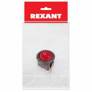 Выключатель клавишный круглый Rexant 36-2570-1 250V 6А (3с) ON-OFF красный с подсветкой, 1шт