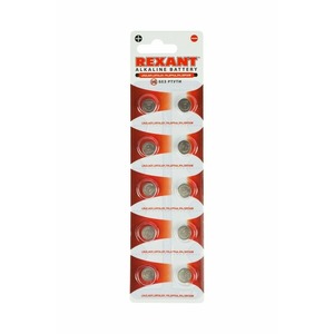 Батарейка Rexant 30-1032 LR45, AG9, LR936, G9, 194, GP94A, 394, SR936W (10 штук)