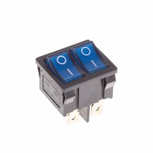 Выключатель клавишный Rexant 36-2161 250V 6А (6с) ON-OFF синий с подсветкой ДВОЙНОЙ Mini, 10шт
