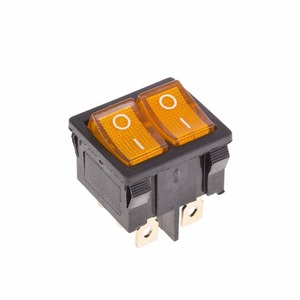 Выключатель клавишный Rexant 36-2162 250V 6А (6с) ON-OFF желтый с подсветкой ДВОЙНОЙ Mini, 10шт