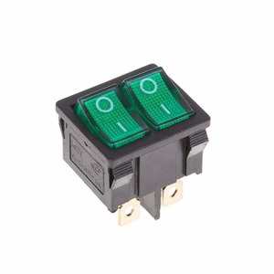 Выключатель клавишный Rexant 36-2163 250V 6А (6с) ON-OFF зеленый с подсветкой ДВОЙНОЙ Mini, 10шт