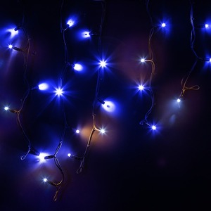 Гирлянда Айсикл (бахрома) Neon-Night 255-233 светодиодный, 4,0 х 0,6 м, с эффектом мерцания, черный провод КАУЧУК, 230 В, диоды синие