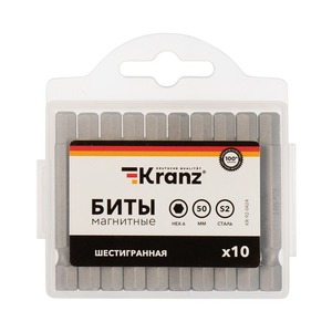 Бита шестигранная для шуруповерта Kranz KR-92-0424 HEX-6х50 мм (упак. 10 шт.)