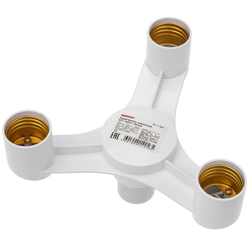 Сетевой переходник Rexant 11-8861 Разветвитель цокольный Е27-3хЕ27 белый