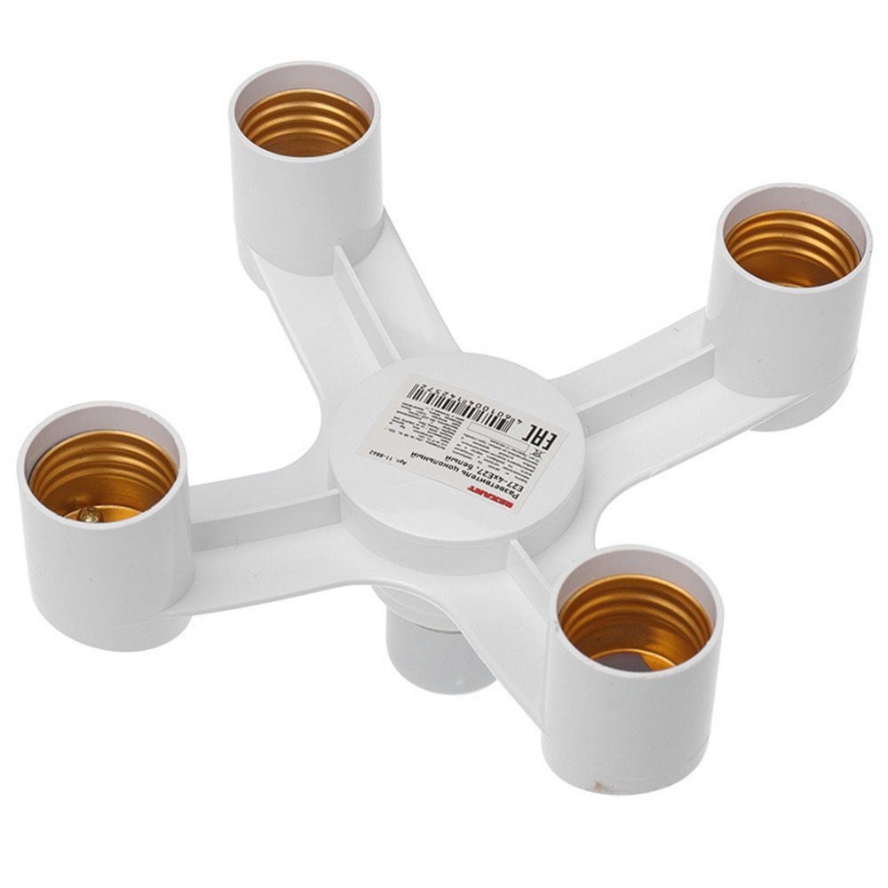 Сетевой переходник Rexant 11-8862 Разветвитель цокольный Е27-4хЕ27 (поворотный цоколь) белый