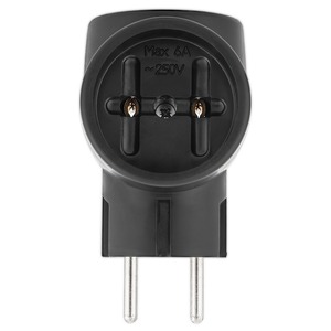 Тройник электрический Rexant 11-1076 6А без заземления, черный