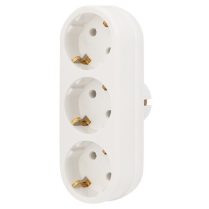 Тройник электрический линейный Rexant 11-1079 16 А с заземлением белый