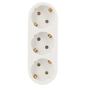 Тройник электрический линейный Rexant 11-1079 16 А с заземлением белый