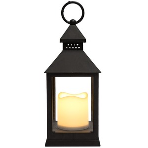 Декоративный фонарь со свечкой Neon-Night 513-051 черный корпус, размер 10.5х10.5х24 см, цвет ТЕПЛЫЙ БЕЛЫЙ
