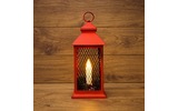 Декоративный фонарь со свечкой Neon-Night 513-041 красный корпус, размер 13.5х13.5х30,5 см, цвет ТЕПЛЫЙ БЕЛЫЙ