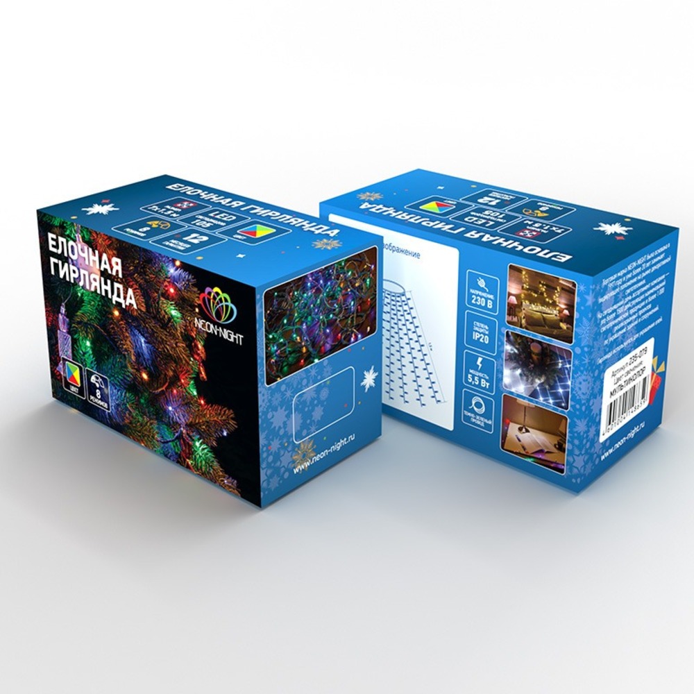 Елочная гирлянда с кольцом Neon-Night 235-079 7 нитей по 1,5 метра, цвет диодов мультиколор, не соединяется