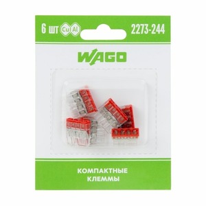 Соединитель кабеля WAGO 07-5143-06 Компактная 4-проводная клемма, 6 штук (серия 2273-244)