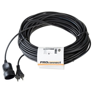Удлинитель-шнур PROconnect 11-7116 ПВС 2х0.75, 30 м, б/з, 6 А, 1300 Вт, IP20, черный