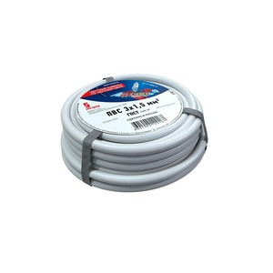 Кабель и провод электрический Rexant 01-8046-5 Провод соединительный ПВС 3x1,5 мм, белый, длина 5 метров, ГОСТ 7399-97