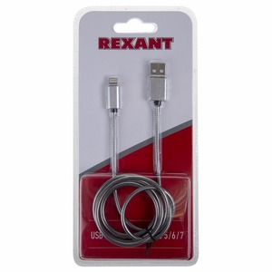 Кабель USB Rexant 18-4247 2,4А, в металлической оплетке 1.0m