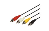 Шнур 4 RCA - 4 RCA Rexant 17-0305  длина  5 метров, черный (10 штук)