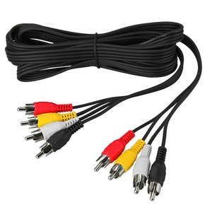 Шнур 4 RCA - 4 RCA Rexant 17-0305 длина 5 метров, черный (10 штук)