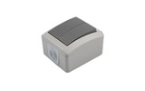 Выключатель двухклавишный Kranz KR-78-0609 INDUSTRIAL открытой установки, IP54 серый