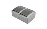 Блок из 2 розеток горизонтальный Kranz KR-78-0614 INDUSTRIAL открытой установки с заземлением, керамика, IP54 серый