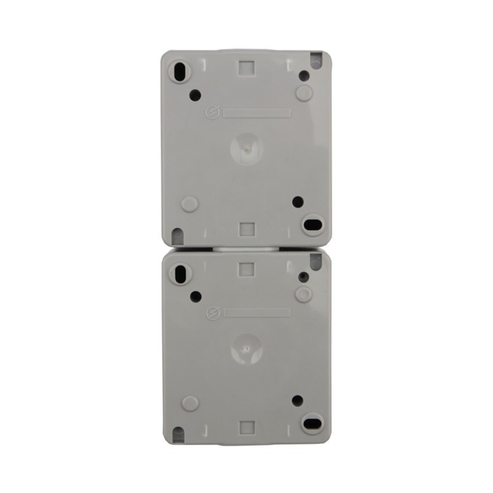 Блок из 2 розеток вертикальный Kranz KR-78-0615 INDUSTRIAL открытой установки с заземлением, IP54 серый